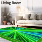 Radiant Green Blue Light Streaks Rug