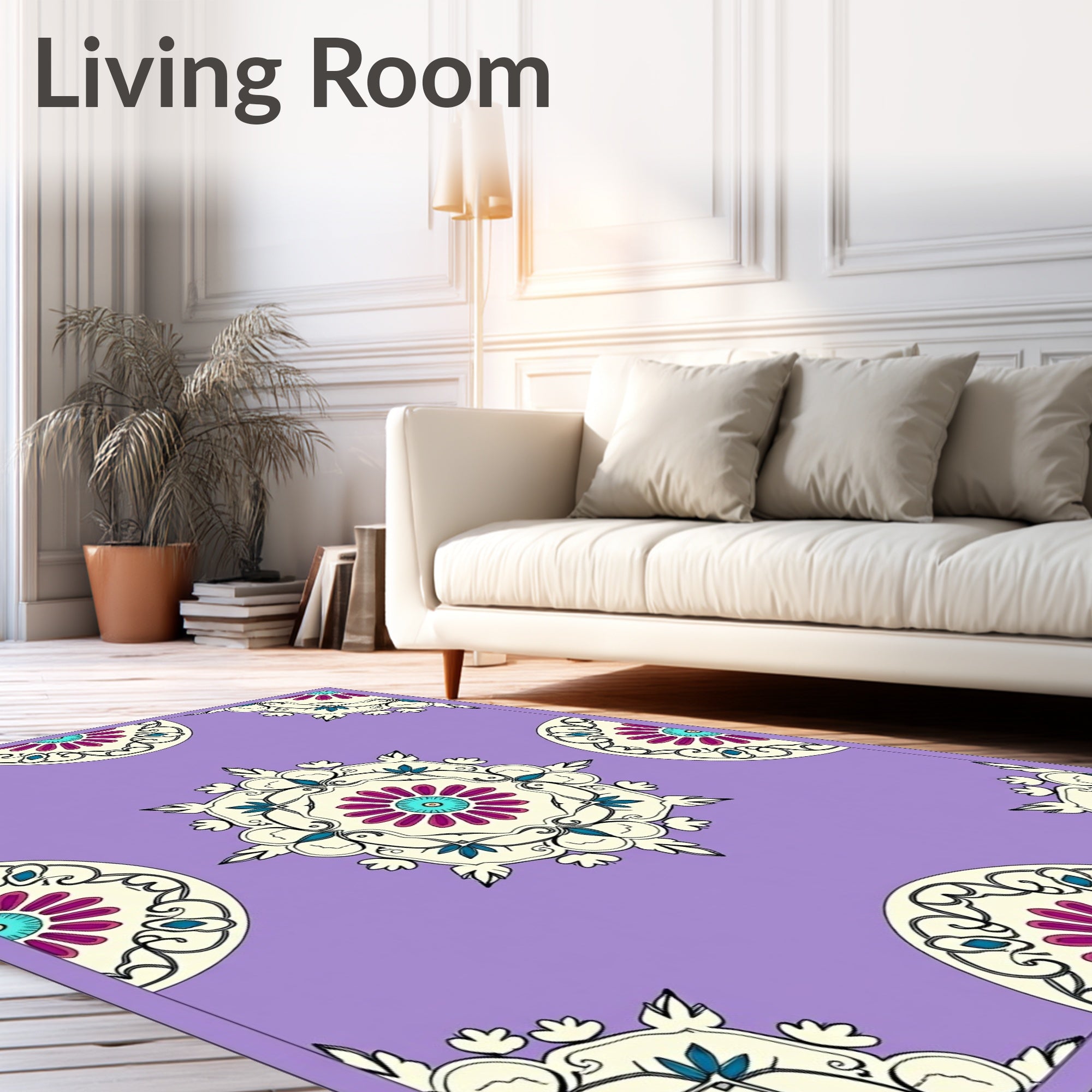 Floral Mandala Inspired Purple Rug