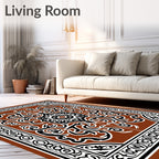 Ornate Black Brown Stylized Floral Rug