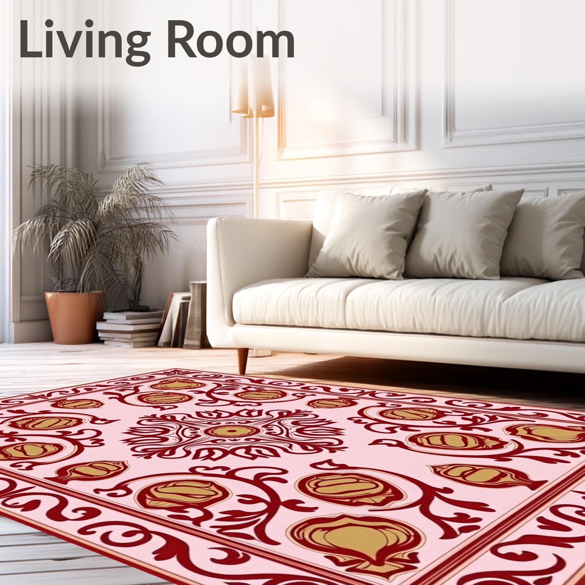 Floral And Vine Scrollwork Pattern Rug