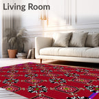 Red Floral Medallion Patterned Rug