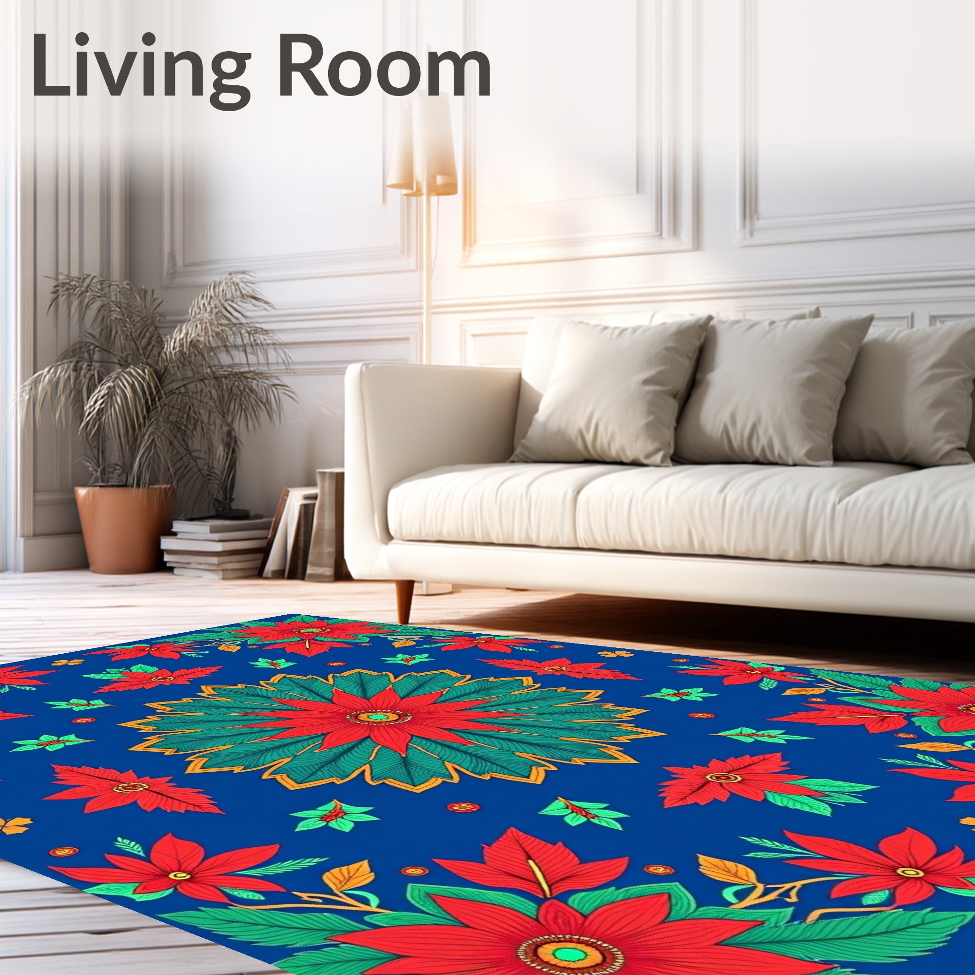 Vibrant Floral Patterned Textile Design Rug