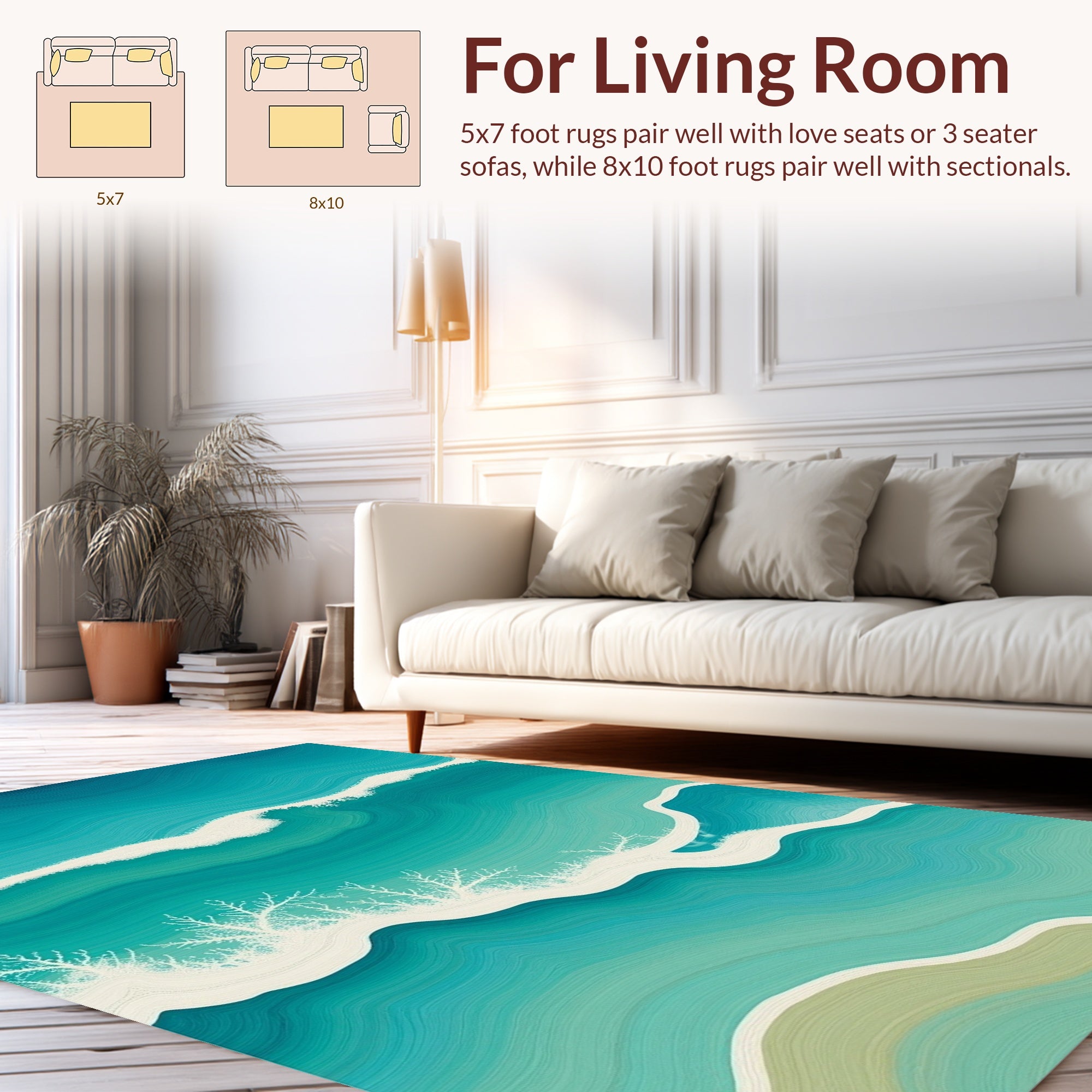 Coastal Wave Abstract Pattern Rug