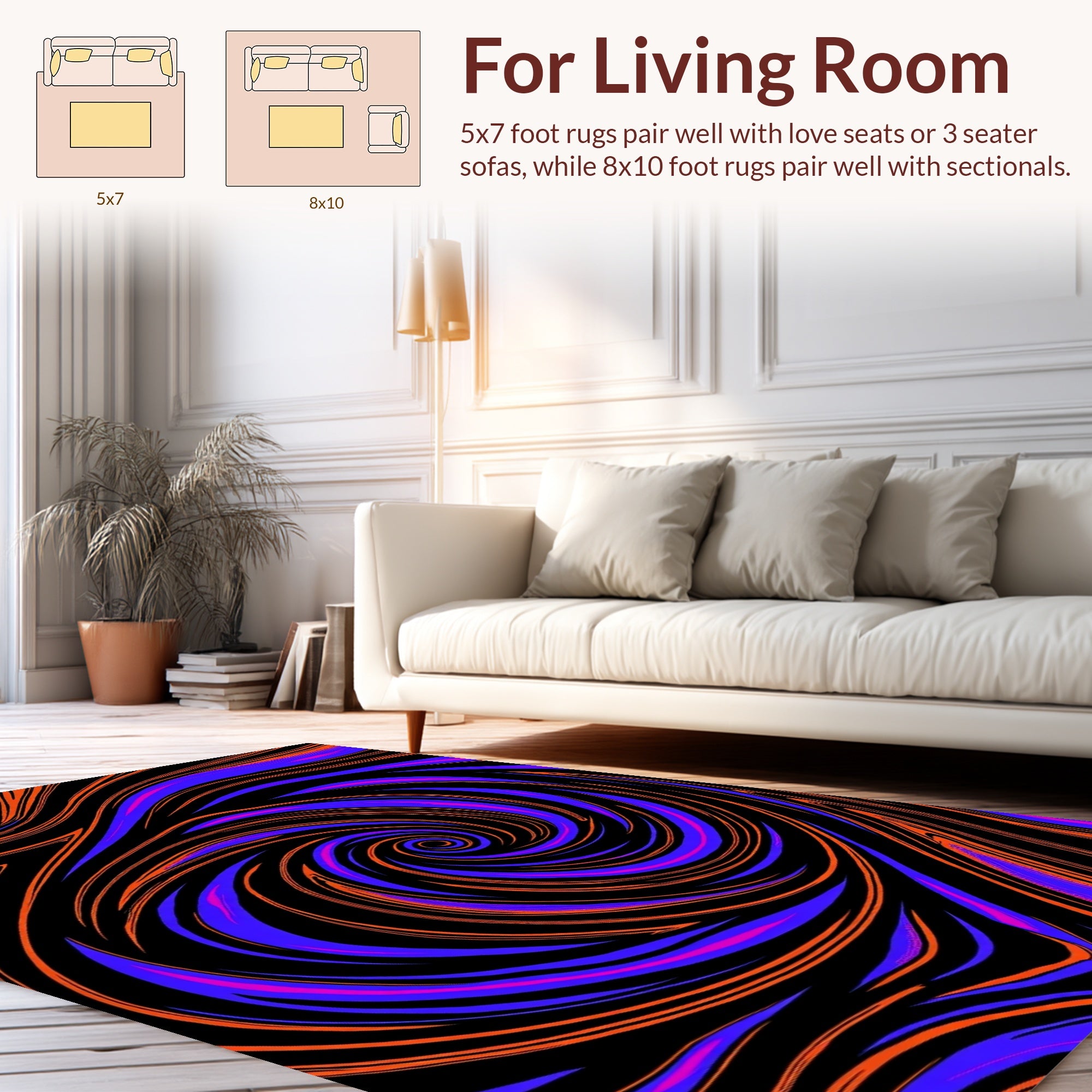 Vibrant Swirling Psychedelic Pattern Rug