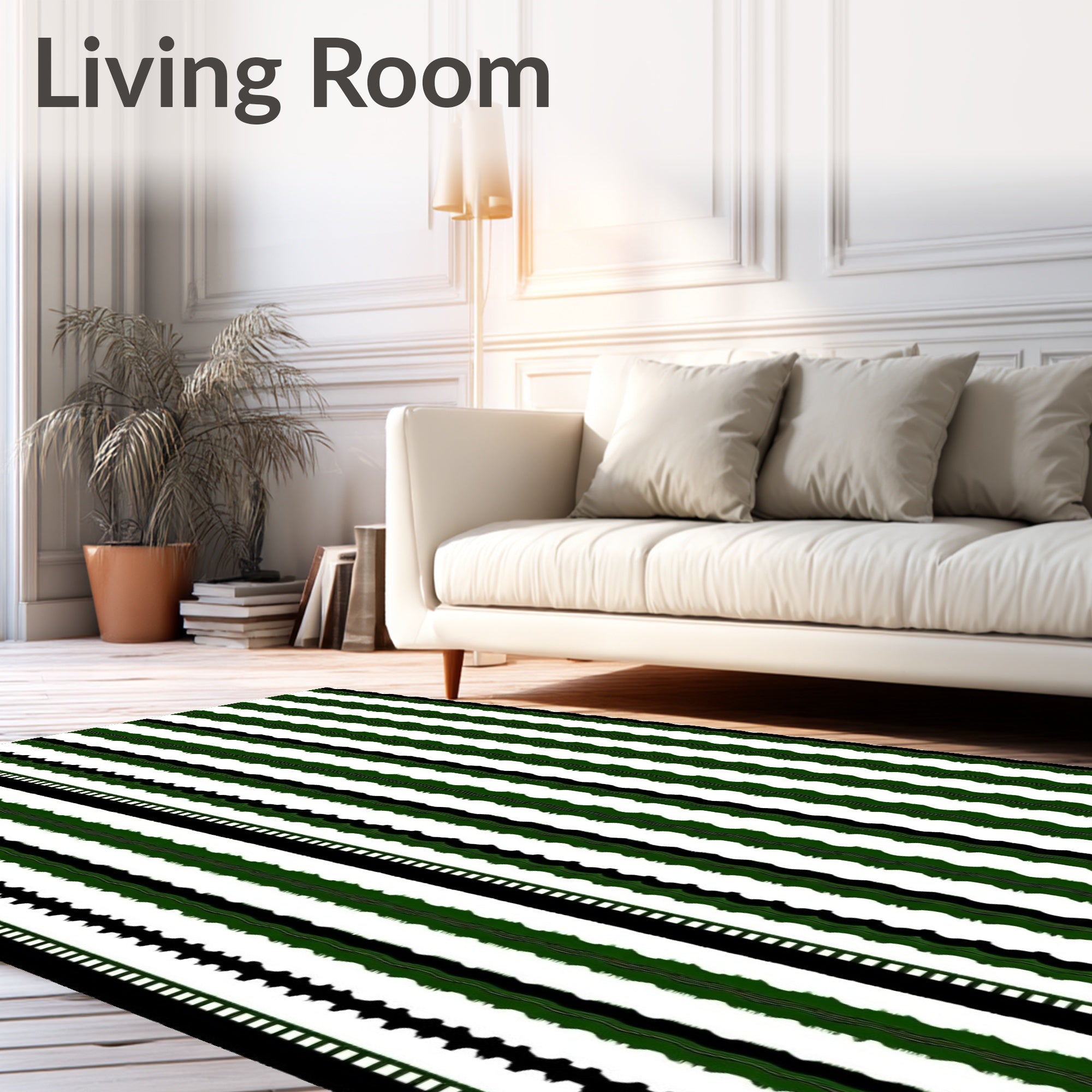 Striped Texture with Black and Green Rug