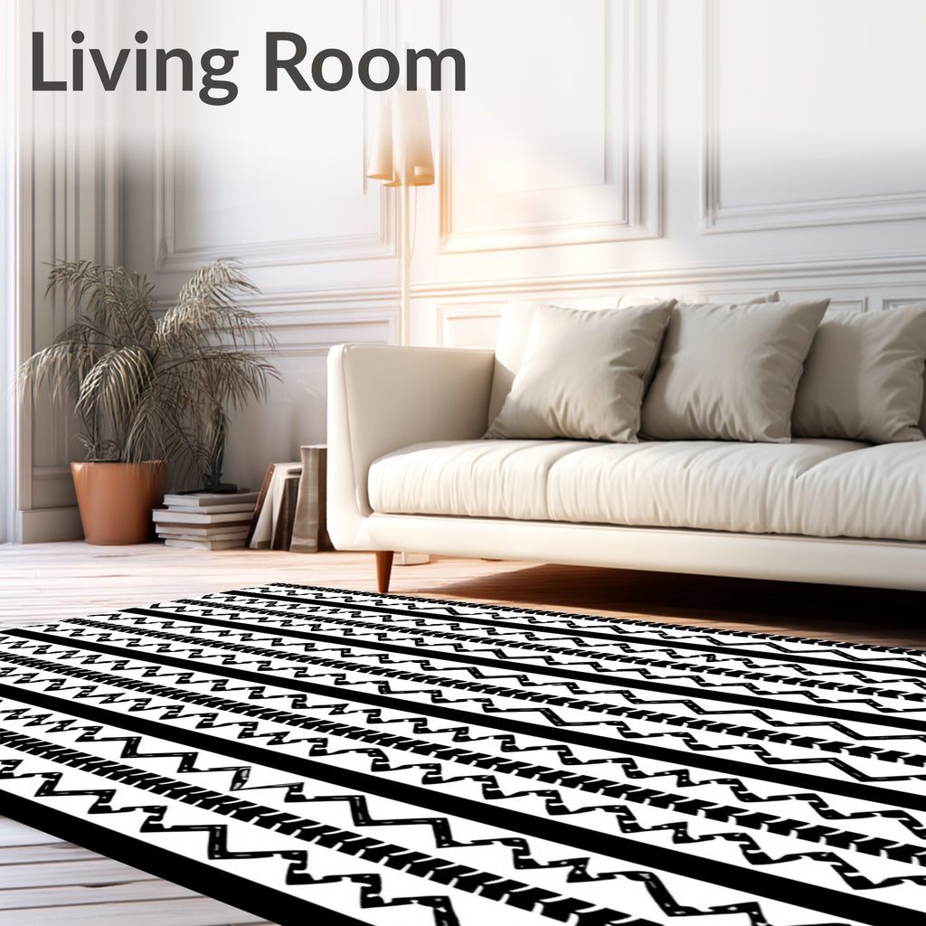 Bold Vertical Stripe Zigzag Pattern Rug