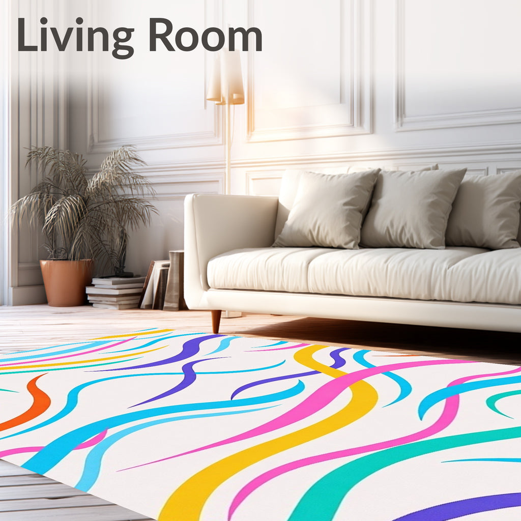 Wavy Abstract Colorful Swirls Design Rug