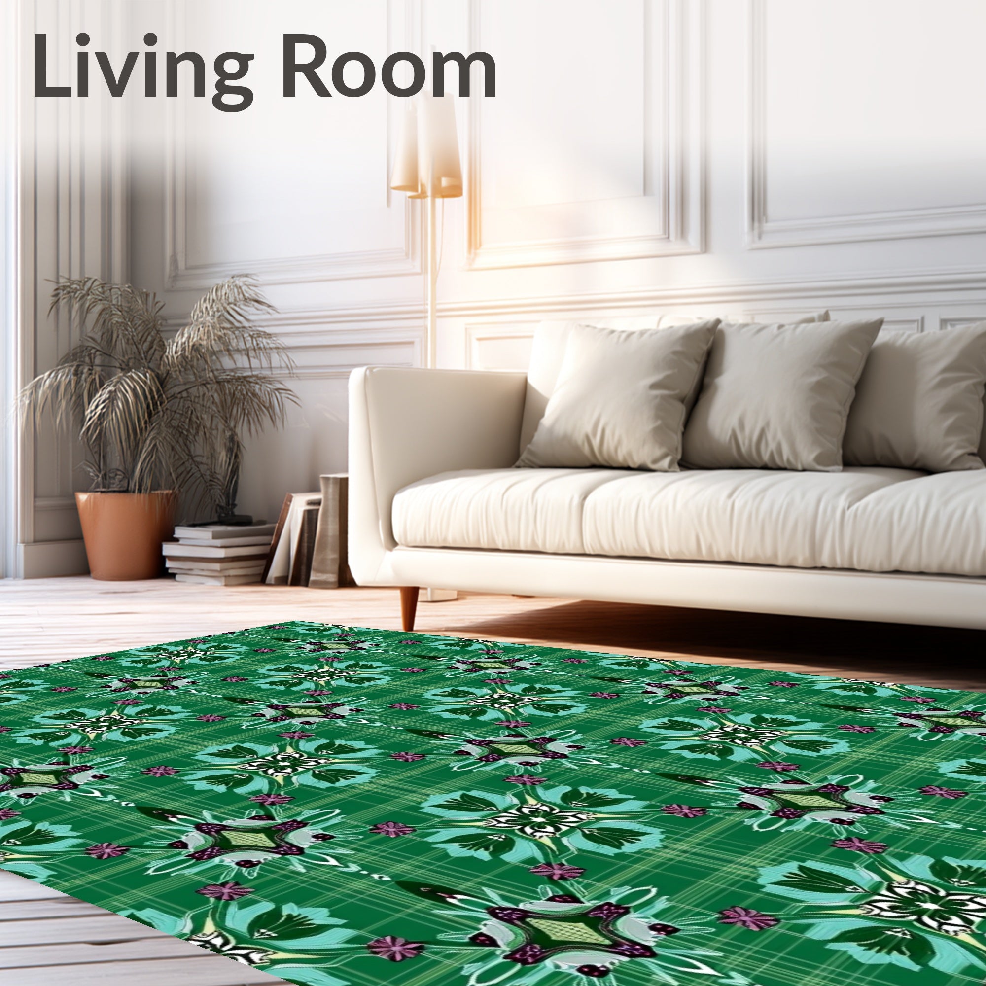 Tartan Floral Medallion Pattern Rug