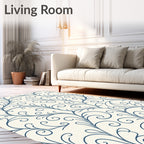 Elegant Blue Swirl Vine Pattern Rug