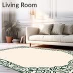 Elegant Swirls Botanical Border Rug