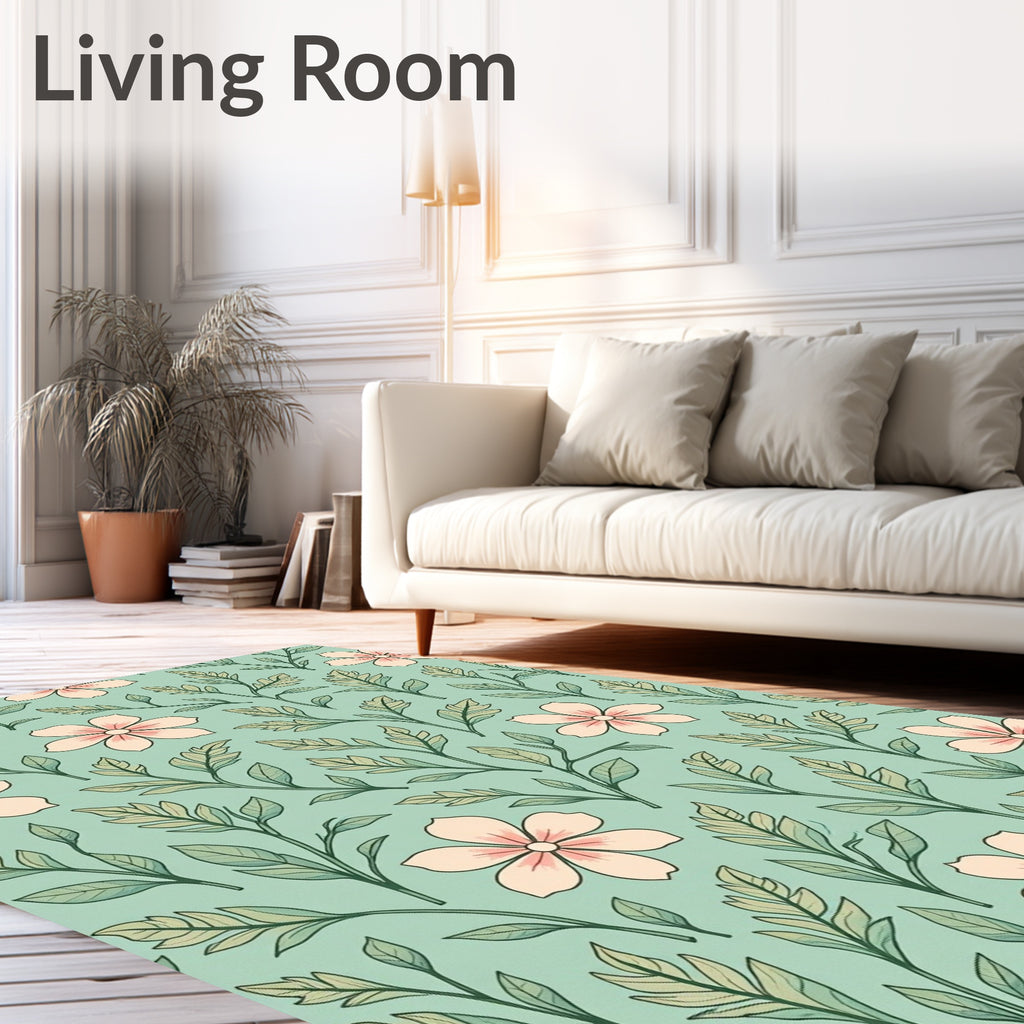 Pastel Floral Branch Botanical Design Rug
