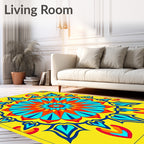 Vibrant Sunburst Mandala Design Rug
