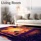African Sunset Wildlife Scene Rug
