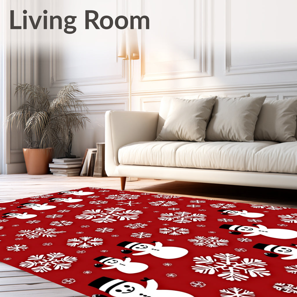 Festive Snowman Snowflake Pattern Rug