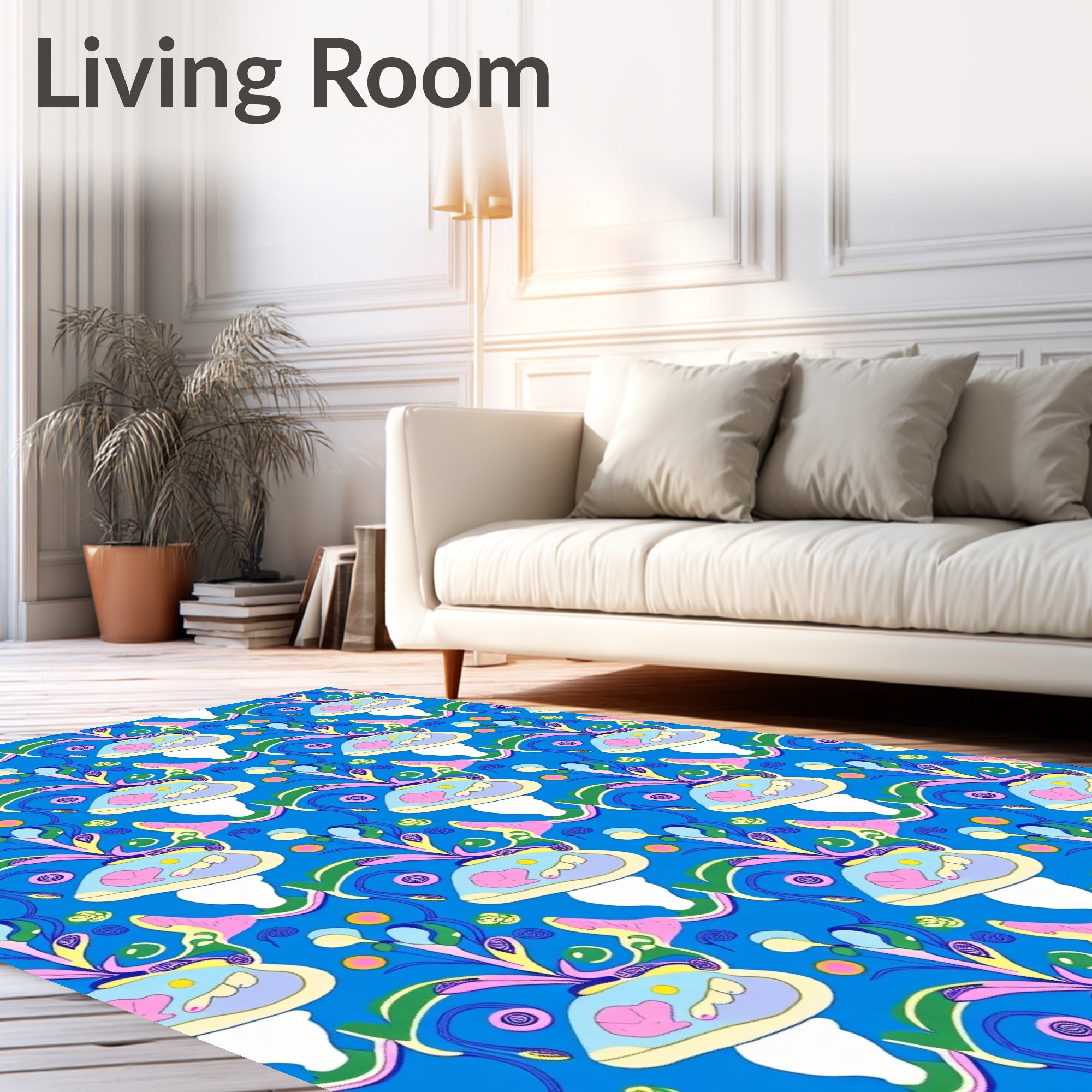Playful Floral Swirl Pattern Rug