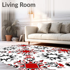 Bold Red Black Ornamental Star Rug