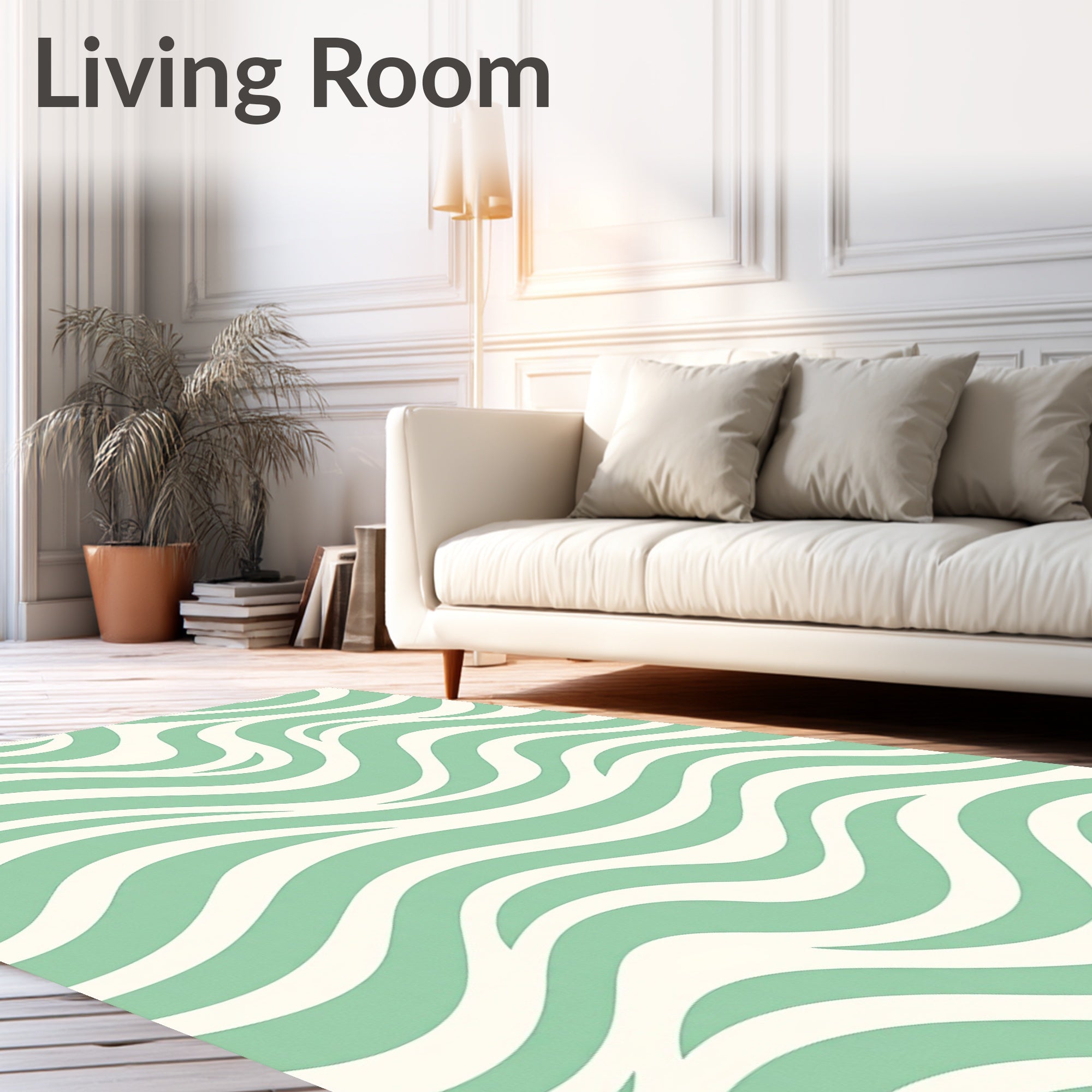 Aqua Cream Abstract Swirl Pattern Rug