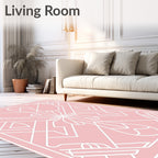 Soft Pink Geometric Floral Pattern Rug