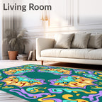 Colorful Abstract Floral Pattern Rug