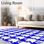 Classic Blue White Houndstooth Design Rug