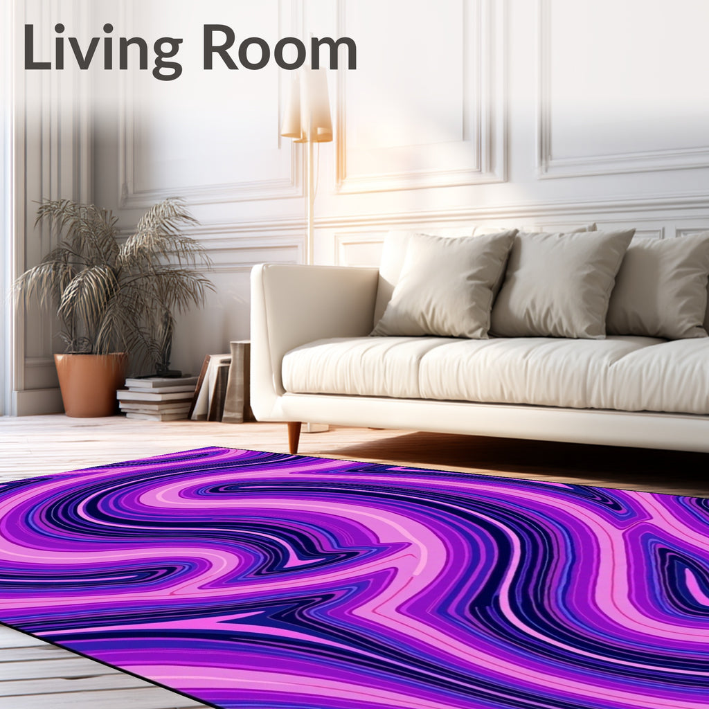 Swirling Purple Pink Abstract Design Rug