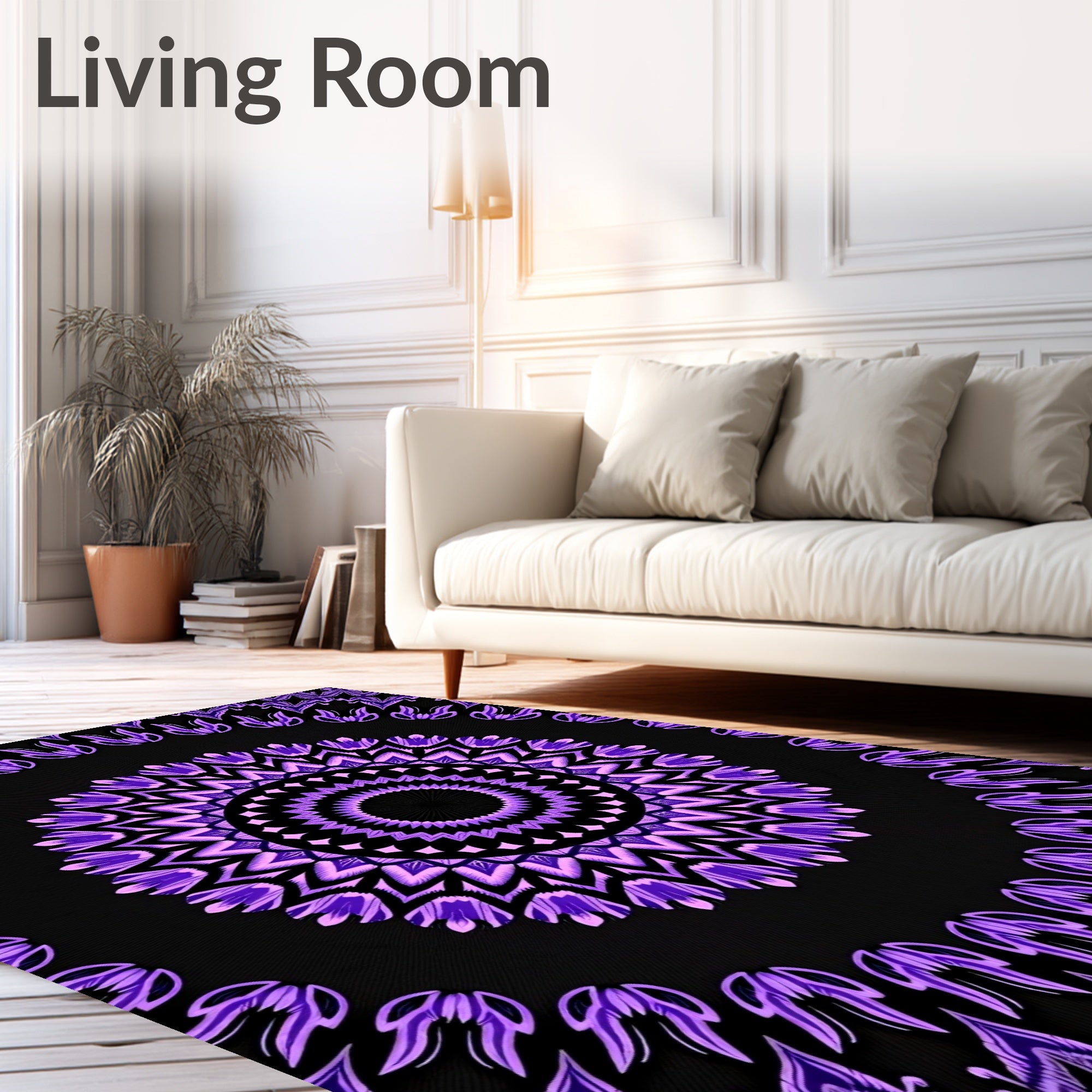 Radiant Mandala Violet Petal Design Rug