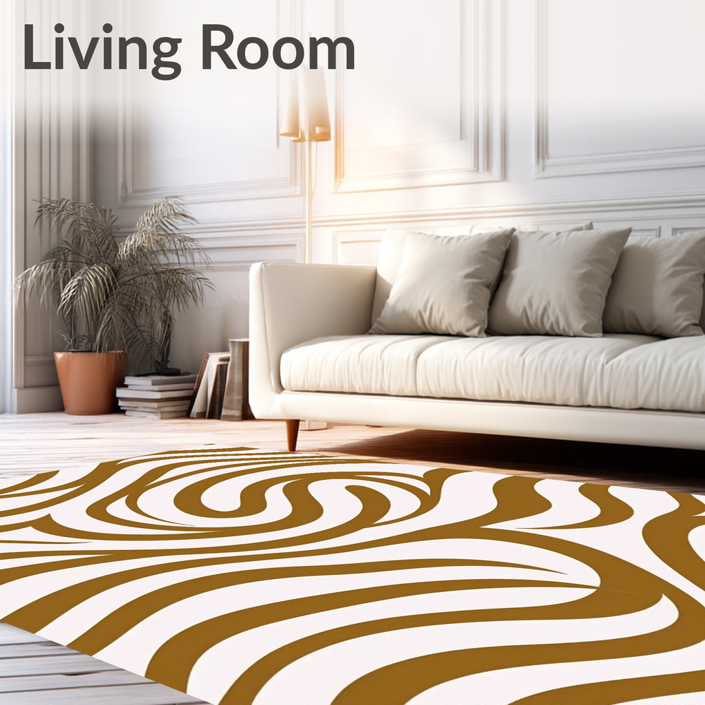 Brown Swirl Wave Pattern Rug
