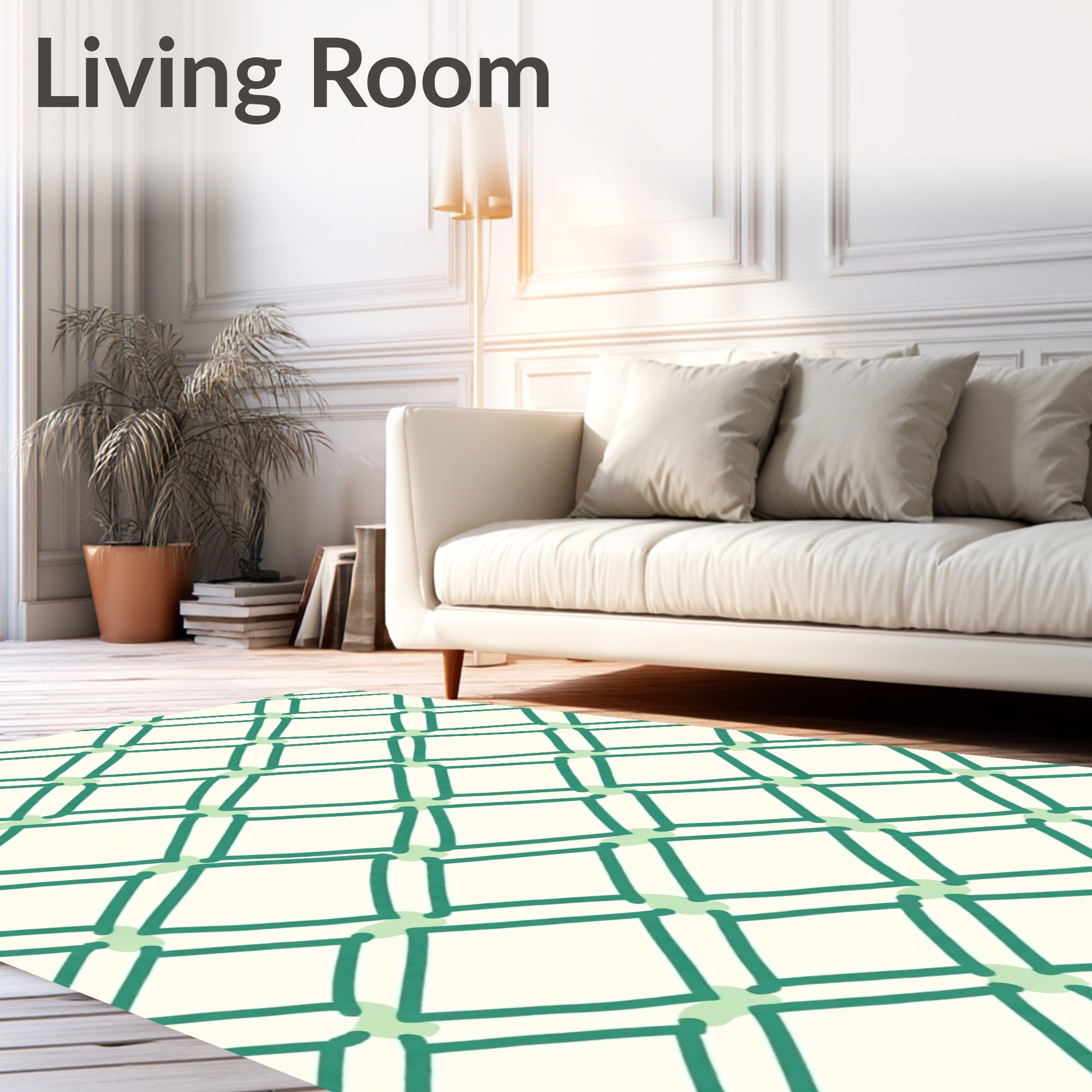 Green Diamond Netting Design Rug