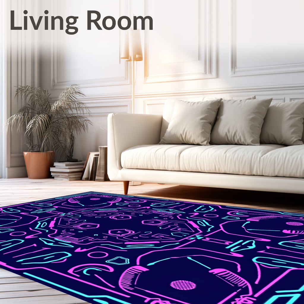 Futuristic Circuit Abstract Design Rug