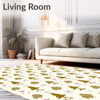 Golden Pine Tree Snowflake Pattern Rug