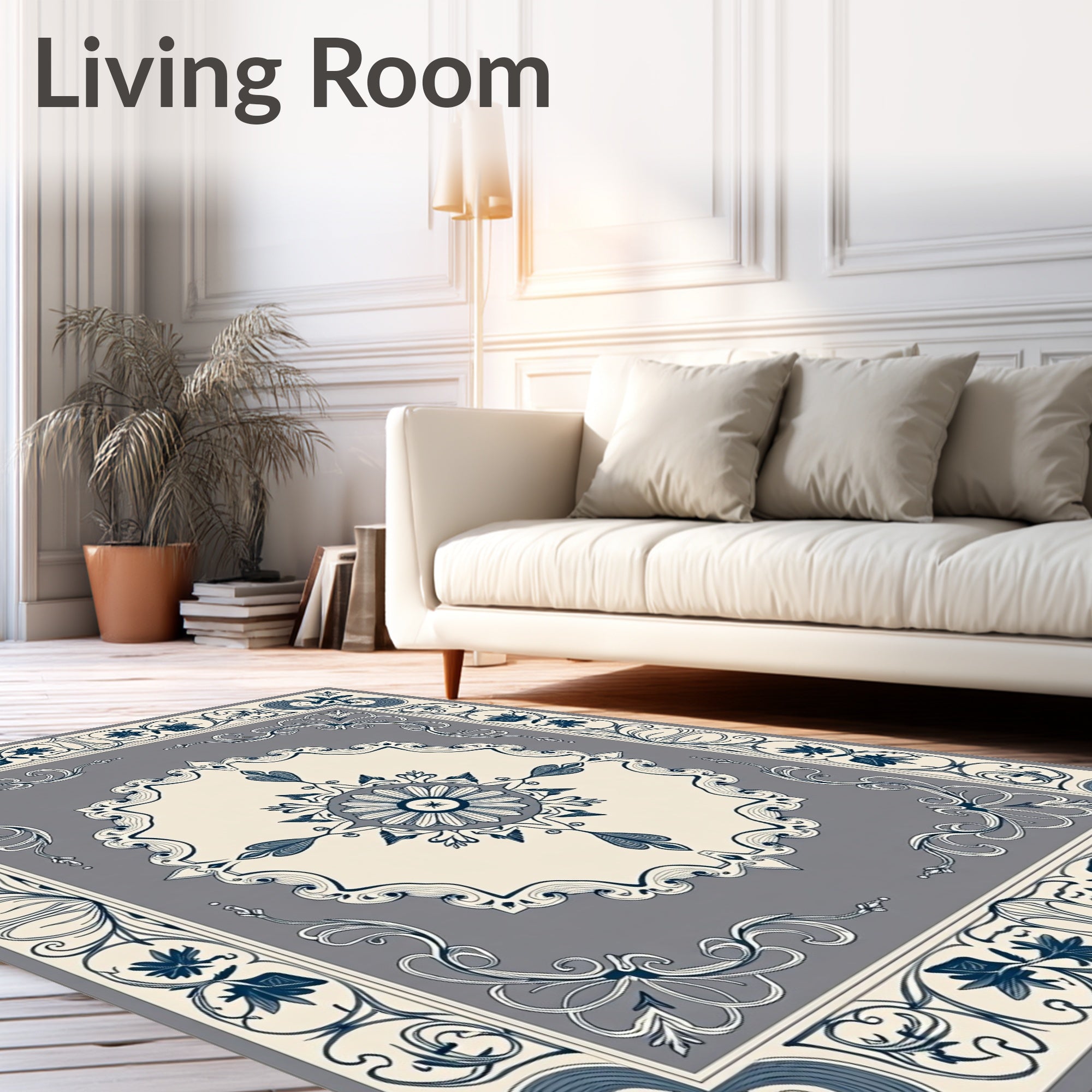 Elegant Floral Scrollwork Rug