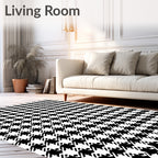 Classic Houndstooth Geometric Pattern Rug