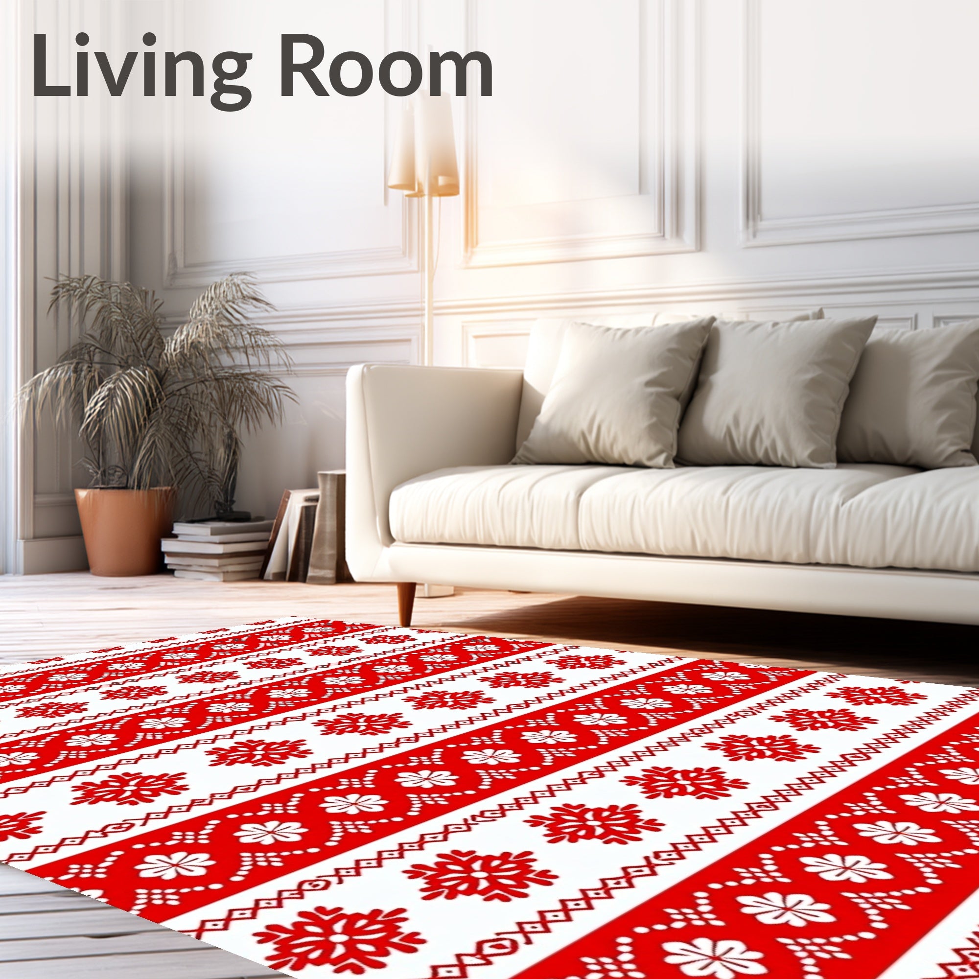 Floral Snowflake Crimson Decorative Rug