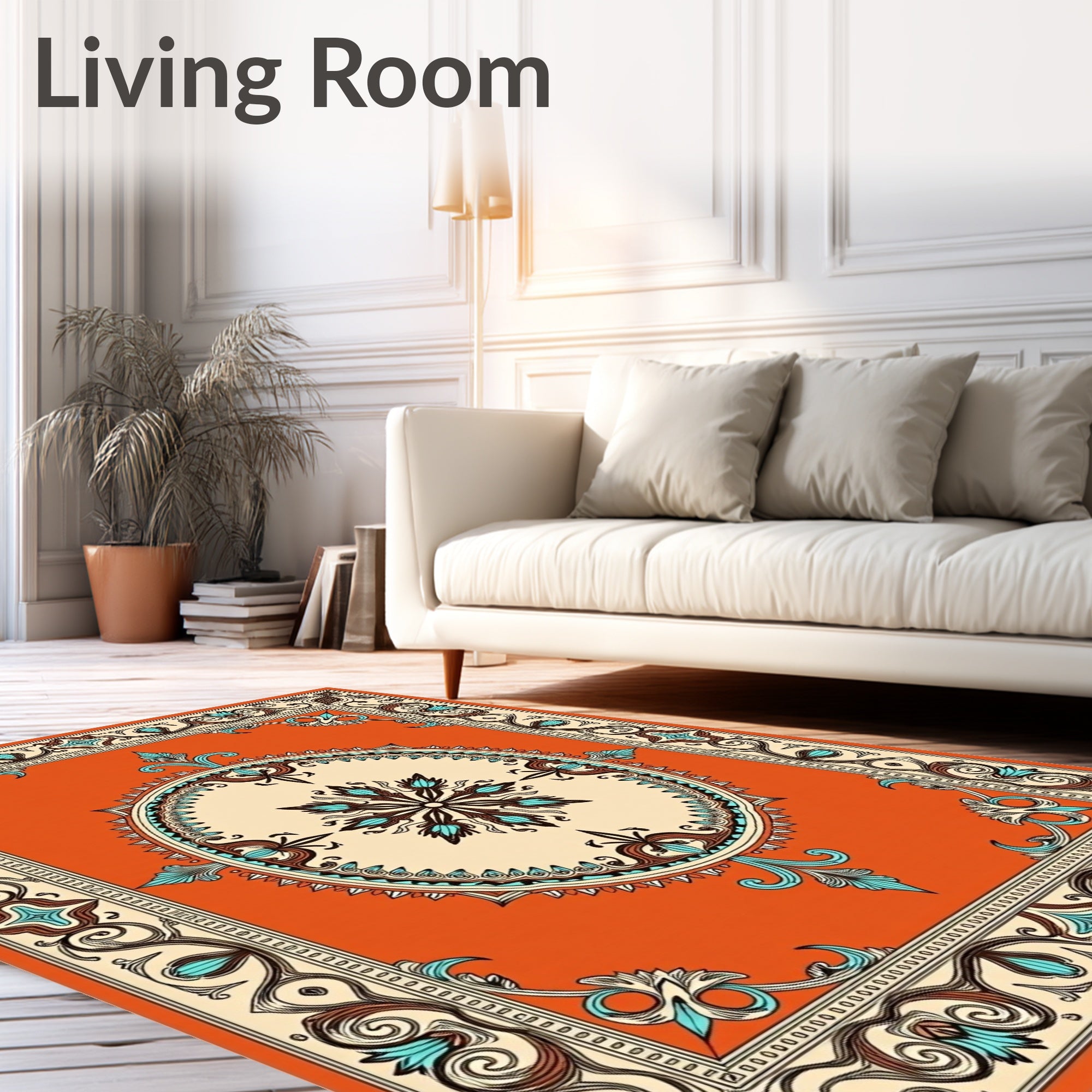 Vintage Floral Scrollwork Pattern Rug