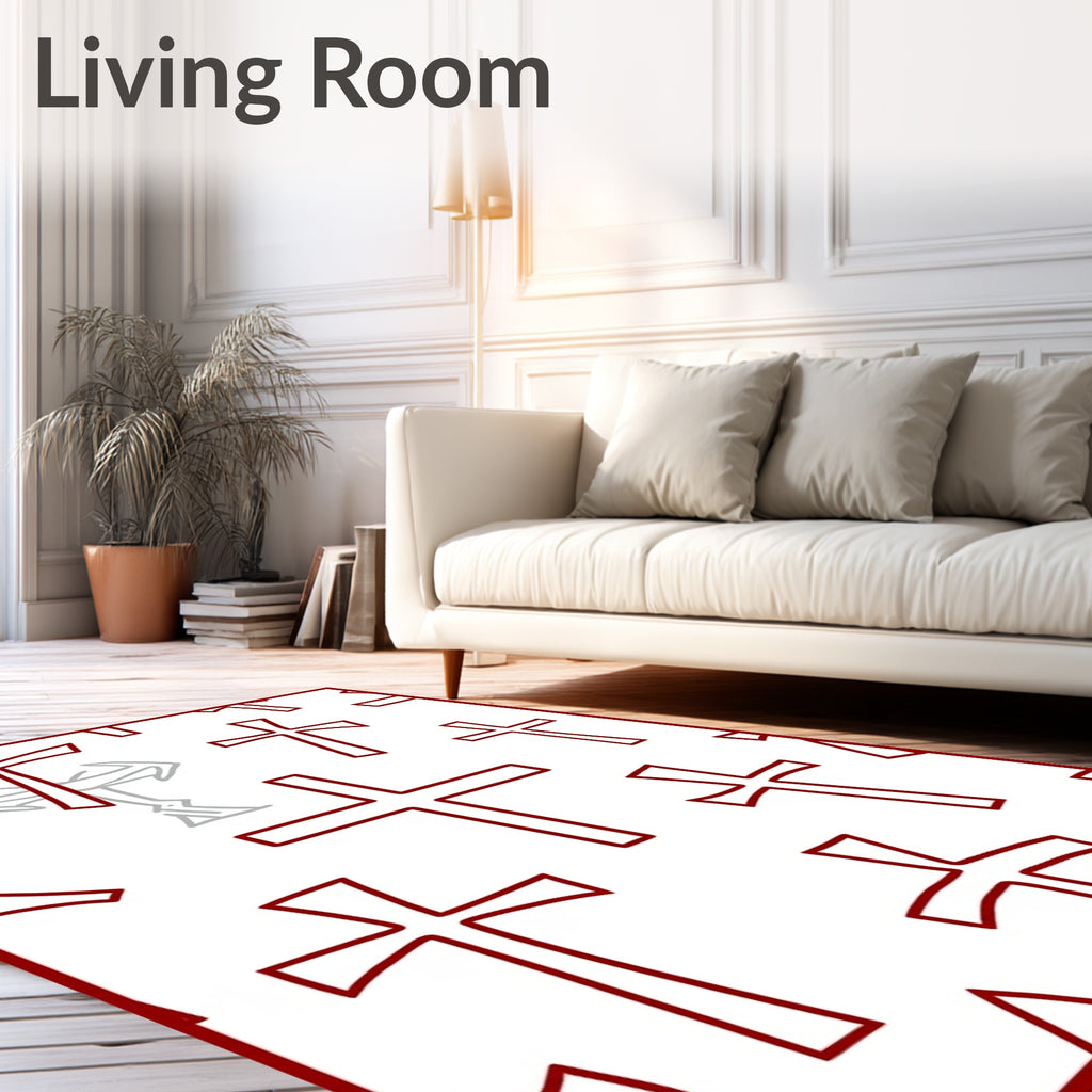 Cross Pattern Red Graphic Rug