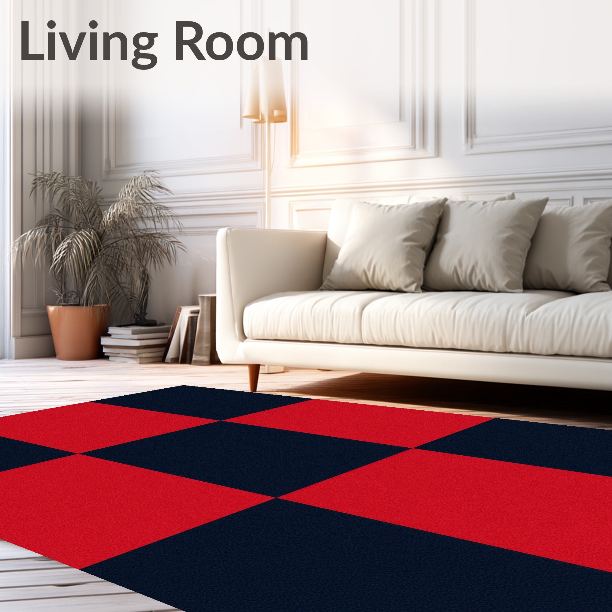 Red Black Bold Checkered Pattern Rug