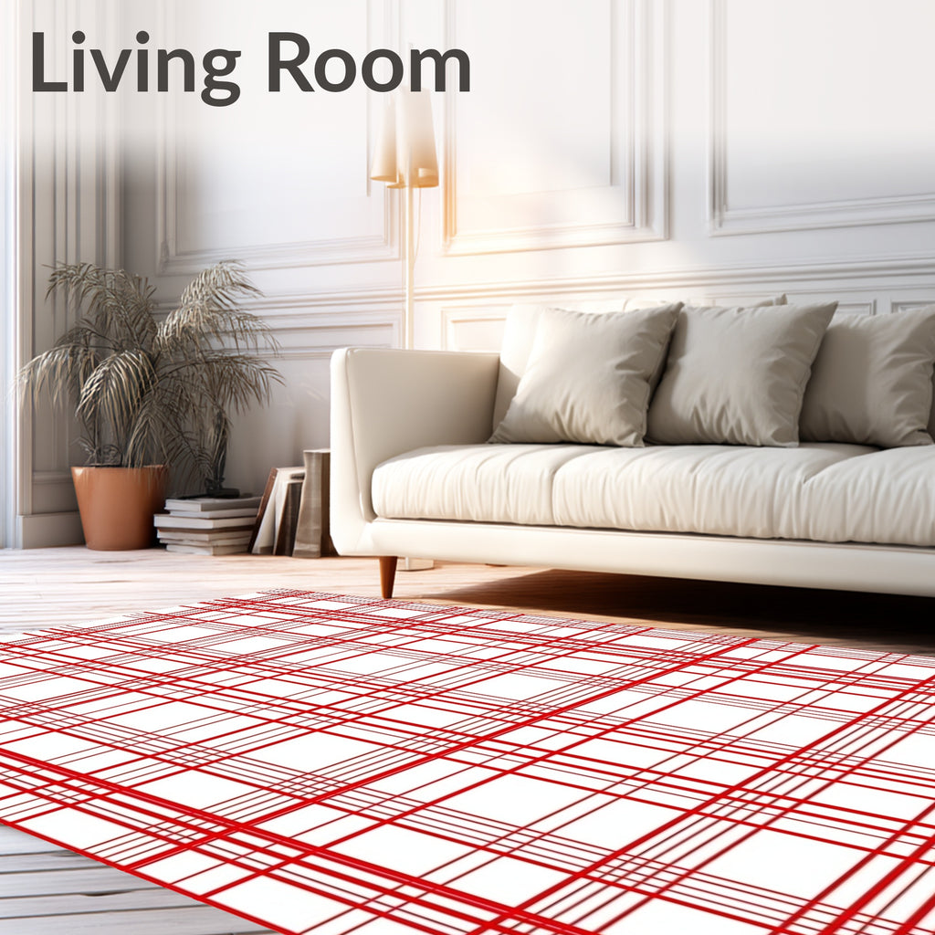 Classic Red Tartan Grid Pattern Rug