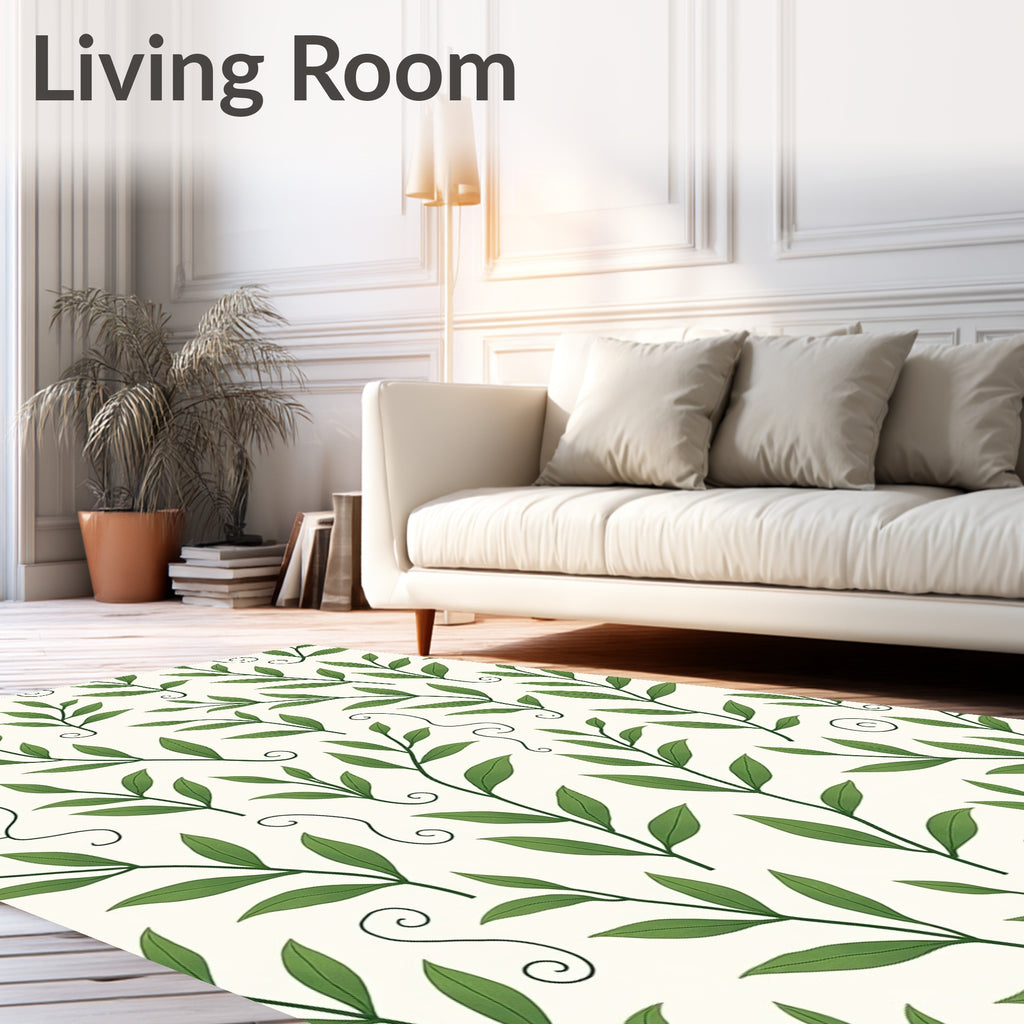 Green Leafy Vine Pattern Rug