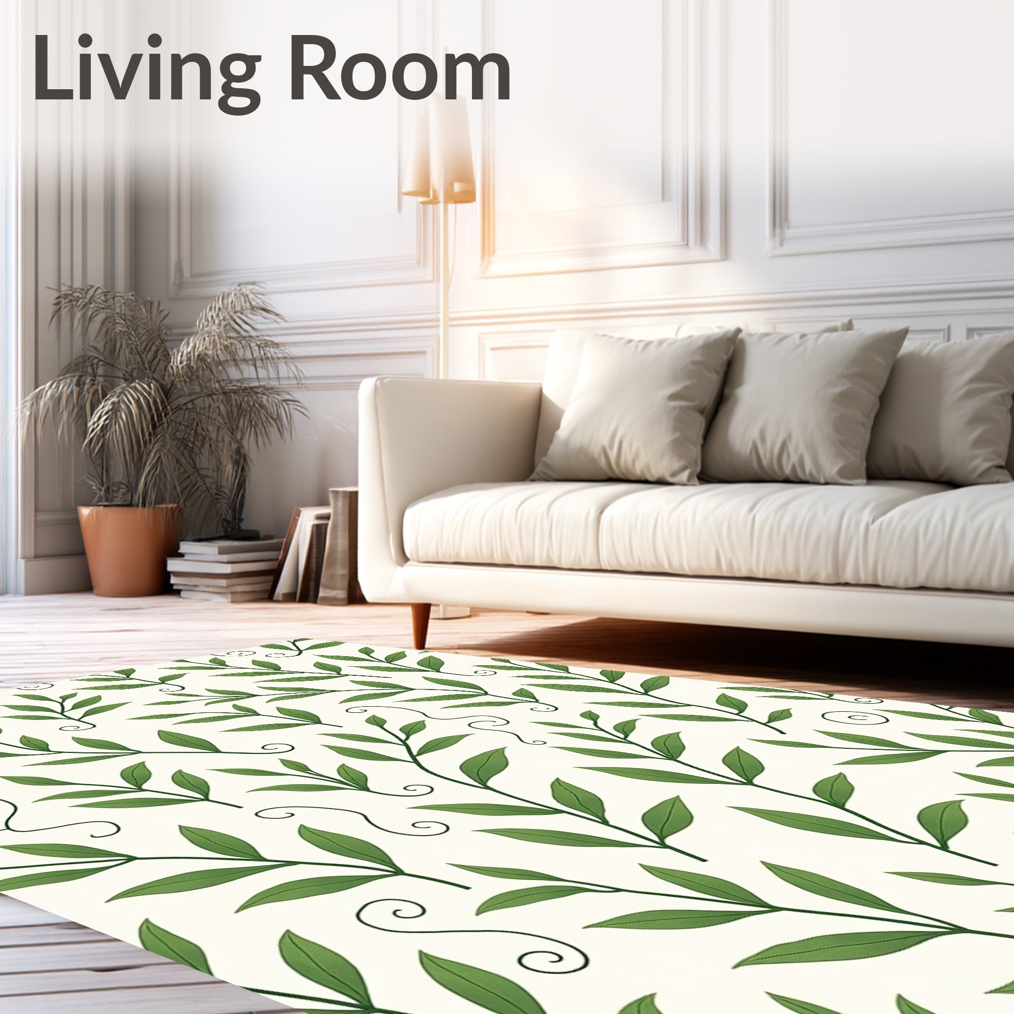 Green Leafy Vine Pattern Rug