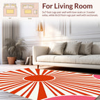 Retro Sunburst Pink Arc Design Rug