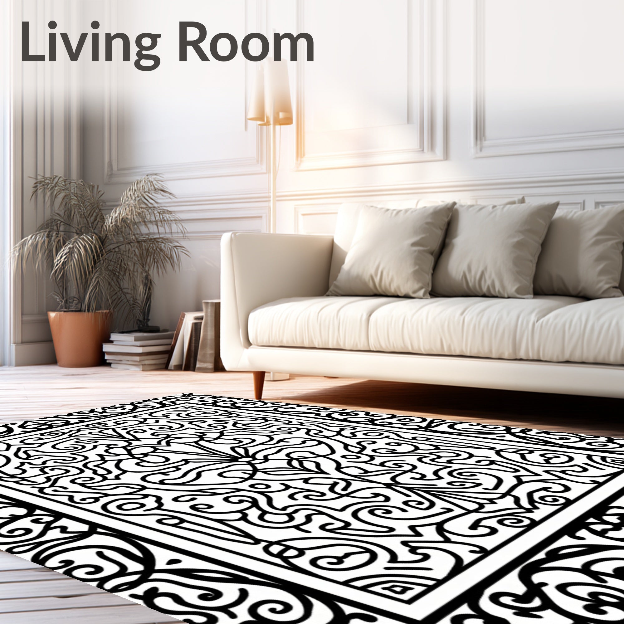 Intricate Floral Paisley Scrollwork Pattern Rug