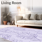 Delicate Lavender Floral Vine Pattern Rug