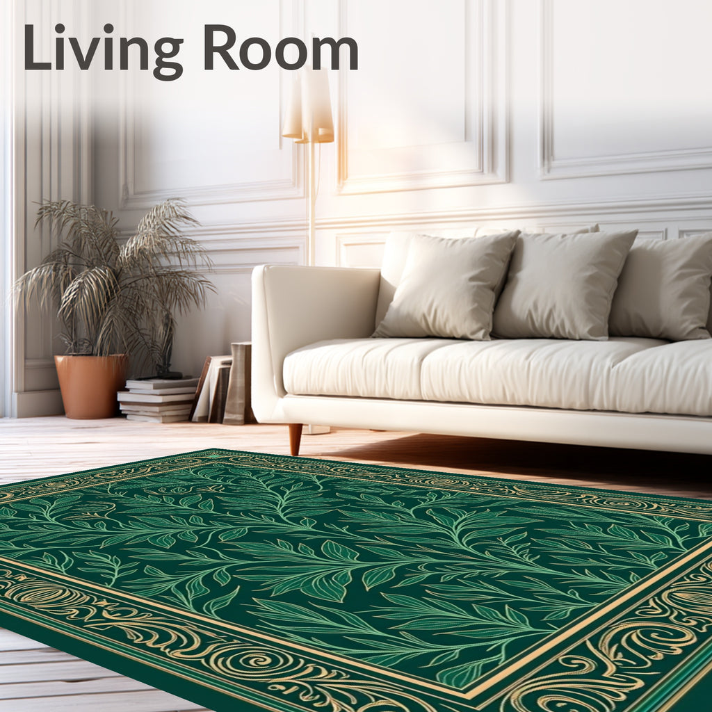 Emerald Garden Vines Border Rug
