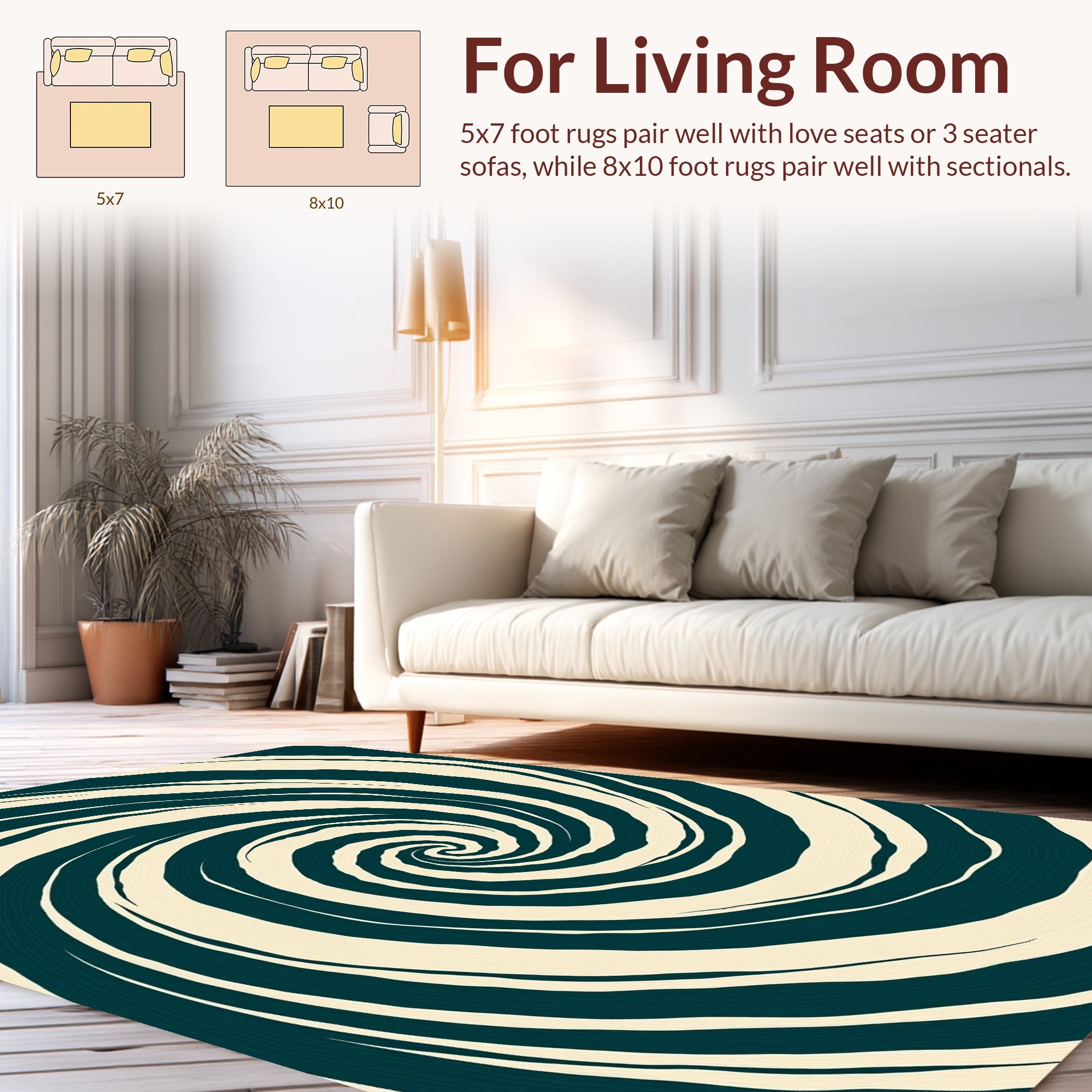 Drawn Swirl Abstract Pattern Rug