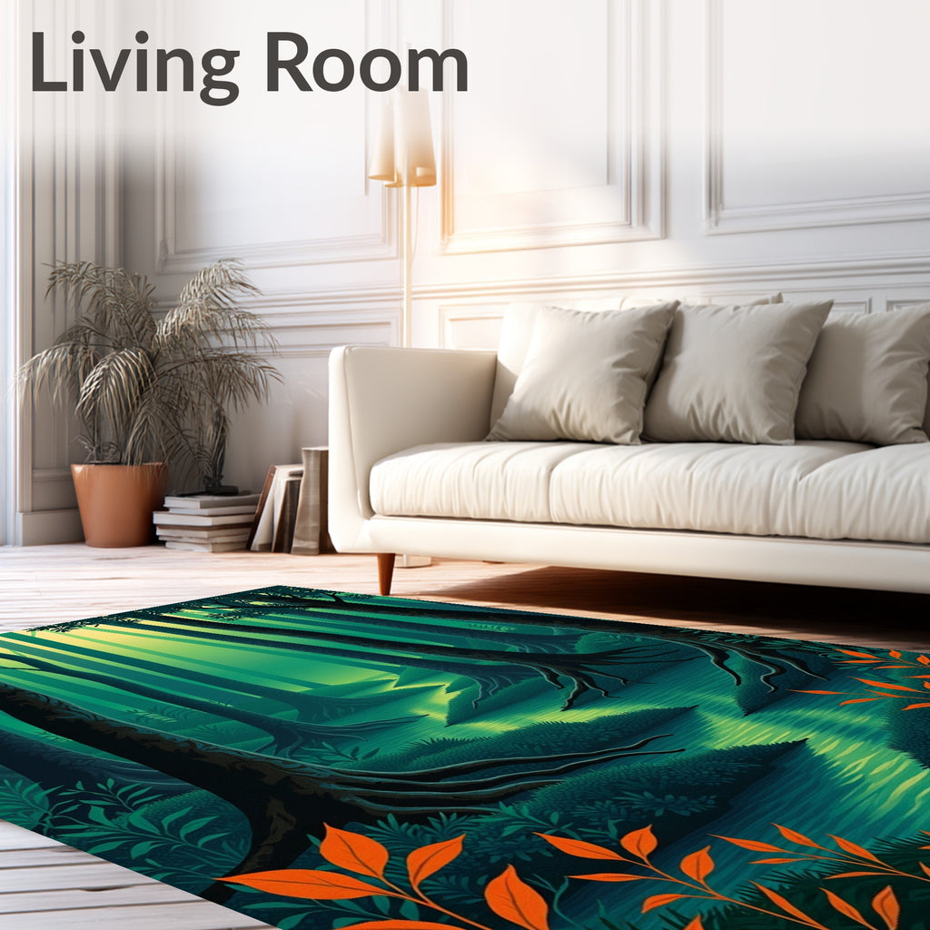 Mystical Forest Stream Pattern Rug