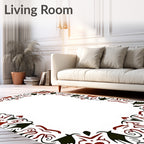 Bold Red Black Abstract Border Design Rug