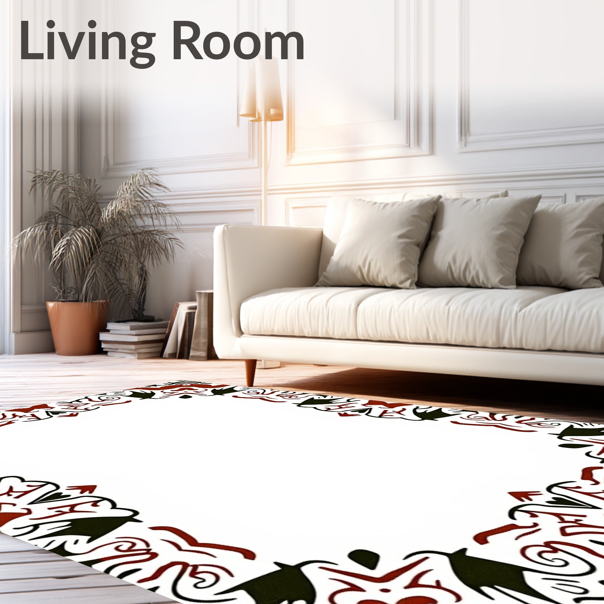 Bold Red Black Abstract Border Design Rug