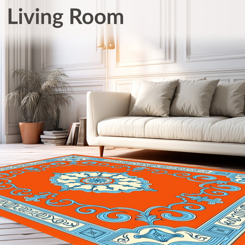 Floral Scrollwork With Medallion Design Rug