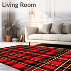 Classic Red and Black Plaid Design Rug