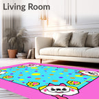 Whimsical Dog Face Dots Pattern Rug